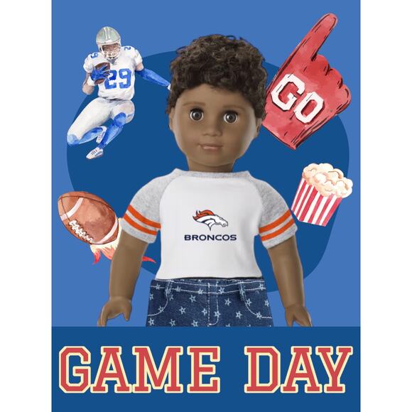 American Girl Doll NFL Denver BRONCOS FAN TEE + STARRY JEGGINGS Football Outfit - Picture 2 of 13